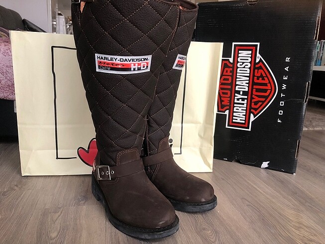 Harley Davidson Dark Brown Hakiki Deri Çizme