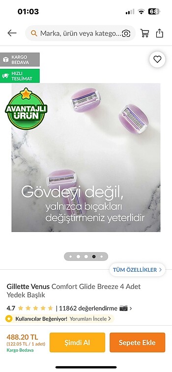  Beden Venüs 3 bıçaklı
