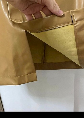 Bej Deri Midi Kalem Etek - Görsel 4