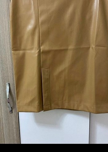 Bej Deri Midi Kalem Etek - Görsel 2