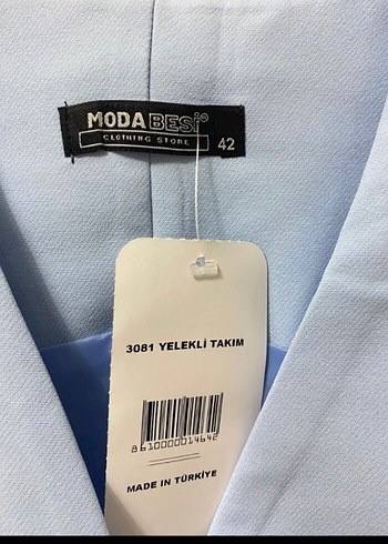 42 Beden Mavi Düğmeli Kolsuz Kadın Yelek