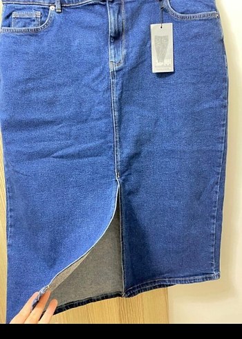 Trendyol & Milla Lacivert Denim Midi Kalem Etek