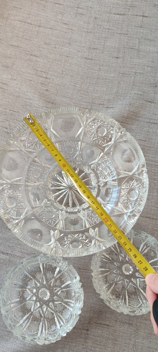 Beyaz Kristal Kesme Desenli Tabak - Görsel 3