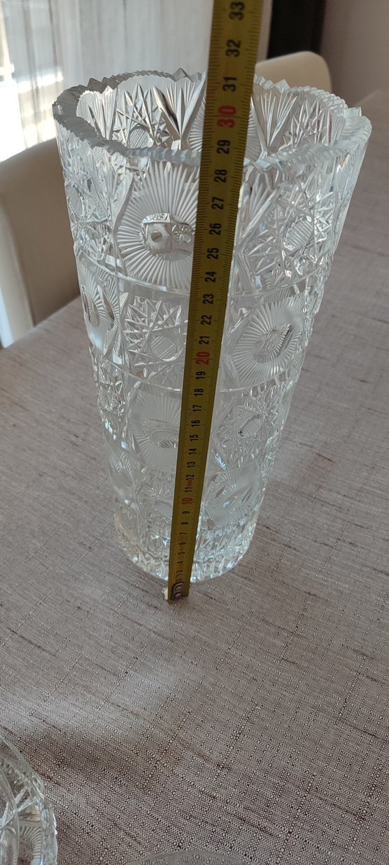 Desenli Şeffaf Cam Vazo ve 2 adet Küllük Seti - Görsel 4