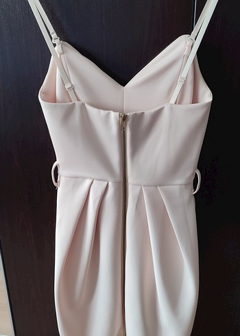 Pudra Pembe Drapeli Midi Strappy Elbise - Görsel 2