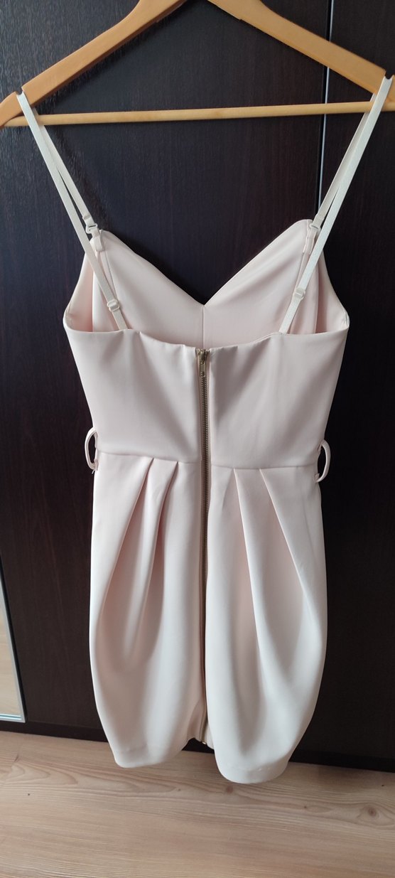 Pudra Pembe Drapeli Midi Strappy Elbise - Görsel 2