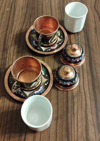 El İşlemeli Bakır Kahve Fincanı Seti - Görsel 3