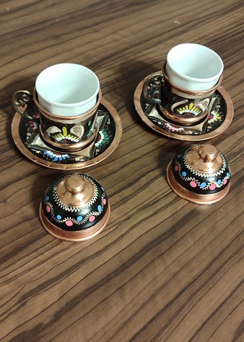 El İşlemeli Bakır Kahve Fincanı Seti - Görsel 2
