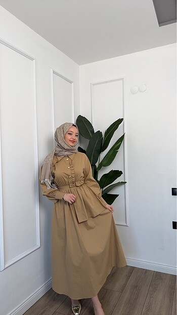 l Beden camel Renk Kylie model elbise gold