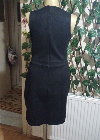 m Beden siyah bağcıklı nubuk elbise