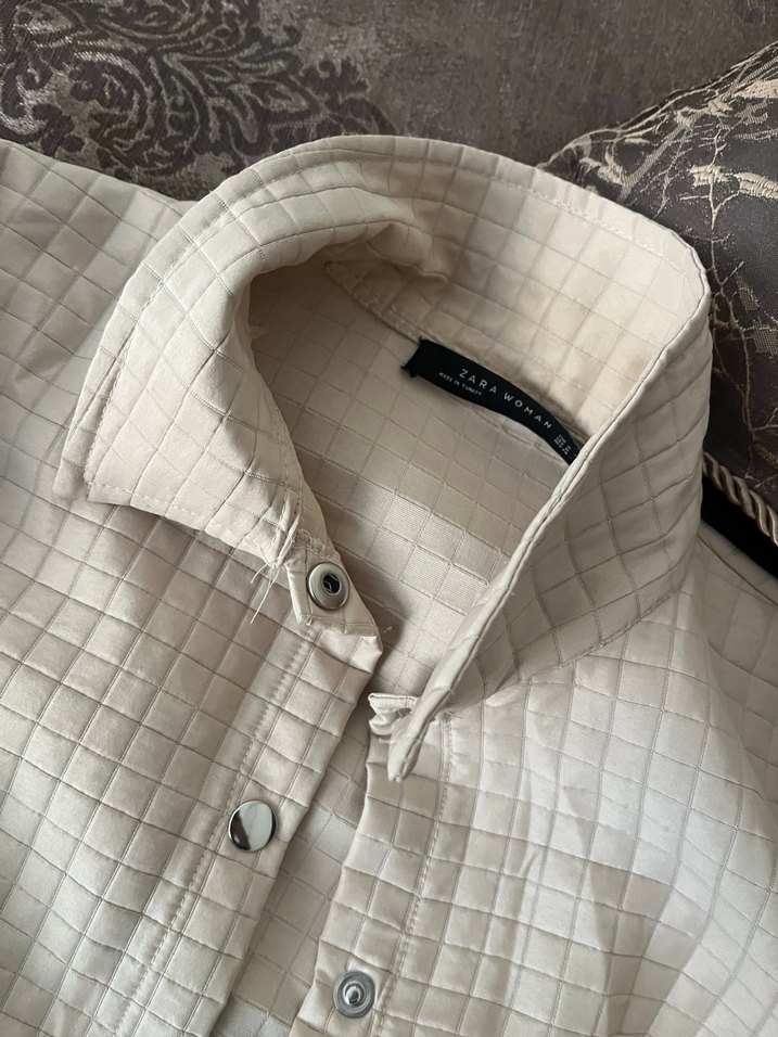 Bej Düğmeli Midi Keten Kadın Ceket - Görsel 2