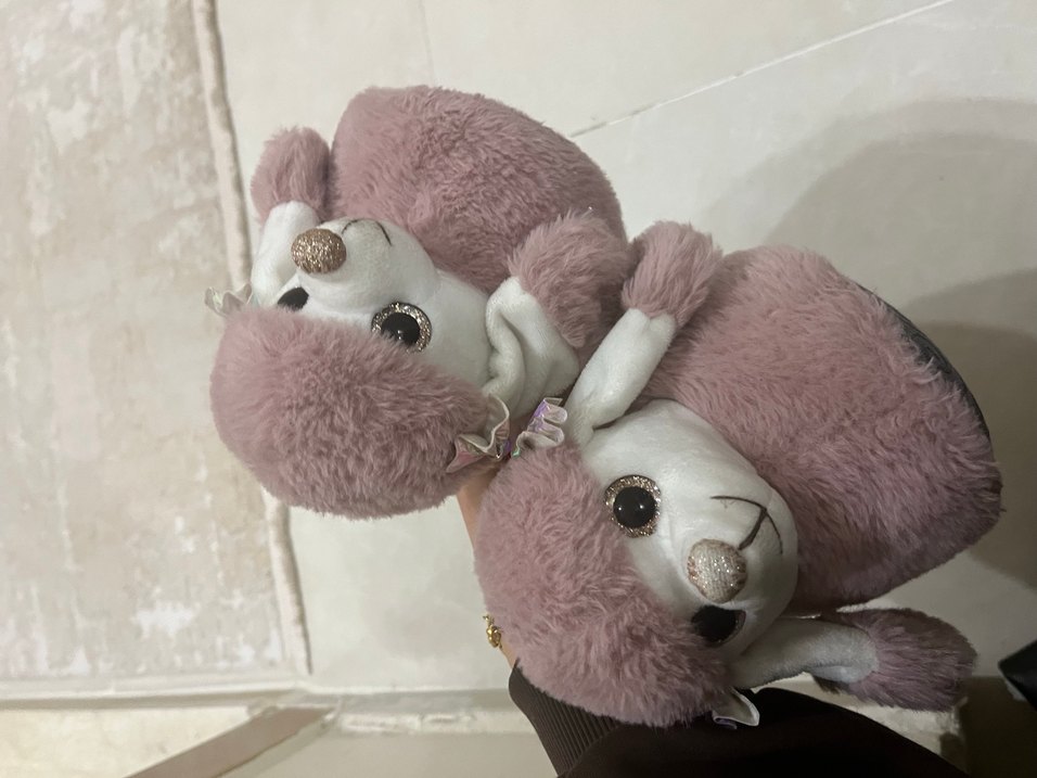 Kızlar için Pembe Kürklü Nakışlı Ev Terliği - Görsel 3