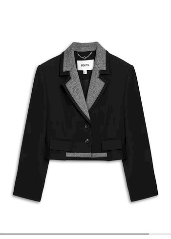 ipekyol Sikligin Simgesi Siyah Gri Crop Blazer