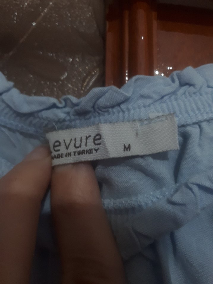 Mavi Dantel Detaylı Bohem Kadın Bluz - Görsel 3