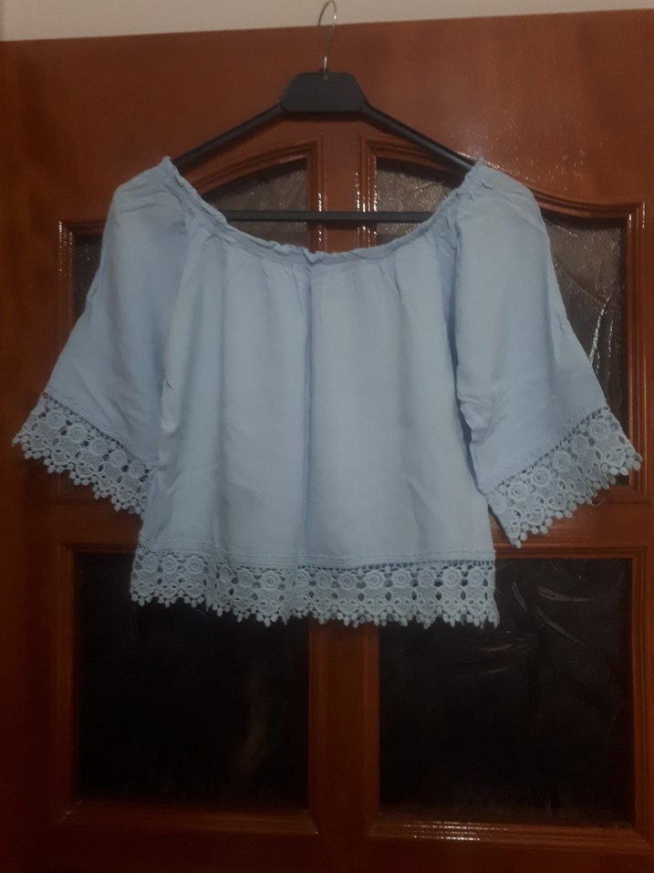 Mavi Dantel Detaylı Bohem Kadın Bluz - Görsel 2