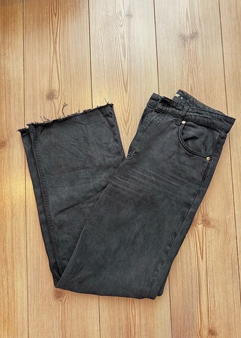 Düğmeli Siyah  Kadın Kot Pantolon - Görsel 2