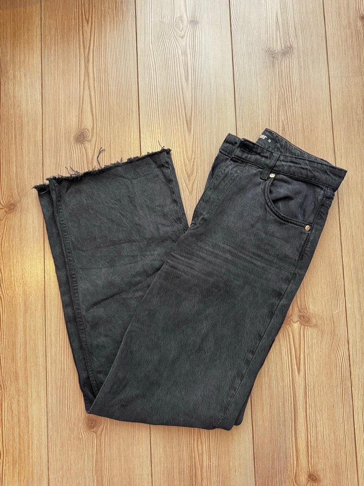 Düğmeli Siyah  Kadın Kot Pantolon - Görsel 2