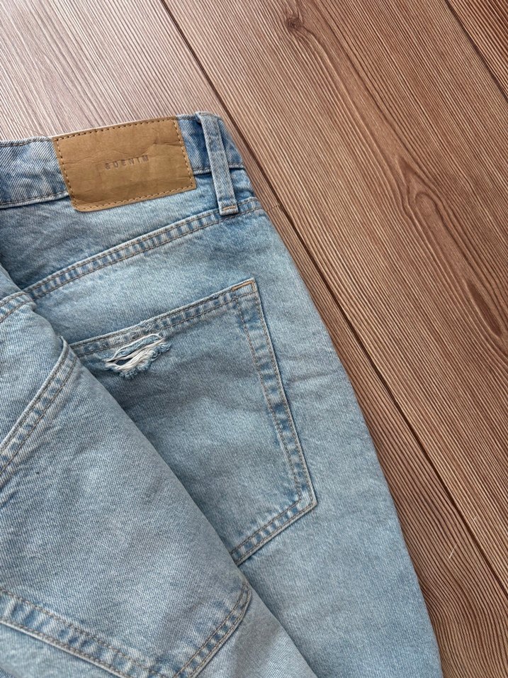 Bol Kesim Midi Boy Mavi Kot Pantolon - Görsel 3