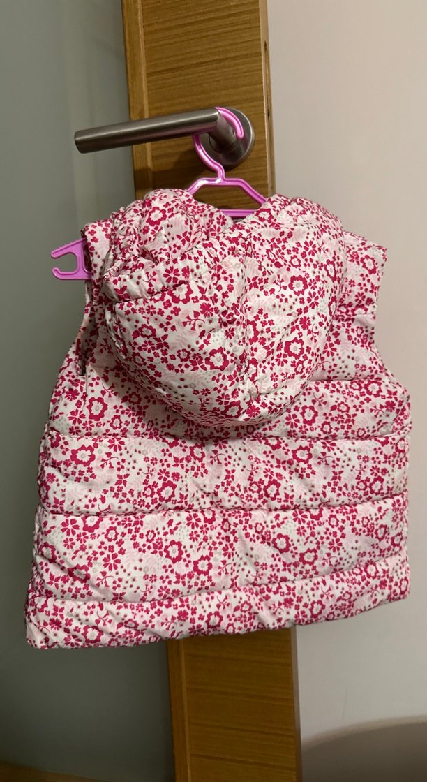 Kız Çocuk Çiçek Desenli Kapüşonlu Yelek - Görsel 3