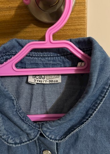 Kız Çocuk Kot Gömlek Kısa Kollu - Görsel 3