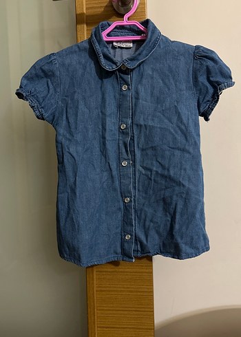 Kız Çocuk Kot Gömlek Kısa Kollu - Görsel 2