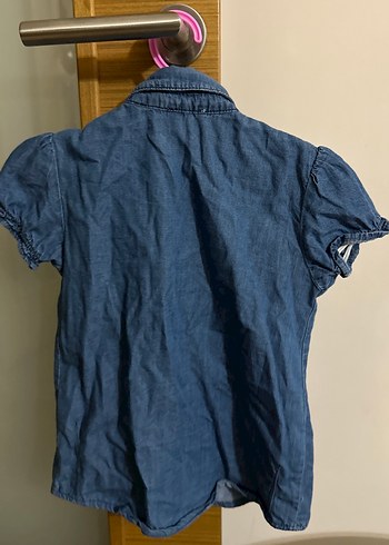 Kız Çocuk Kot Gömlek Kısa Kollu - Görsel 4