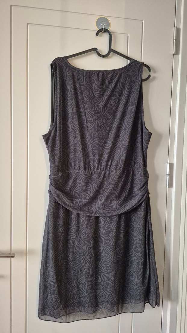 siyah yeşil Desenli şifon Elbisesi - Görsel 4