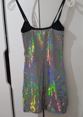 Parlak Payetli Mini Abiye Elbise - Görsel 5