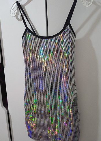 Parlak Payetli Mini Abiye Elbise - Görsel 3