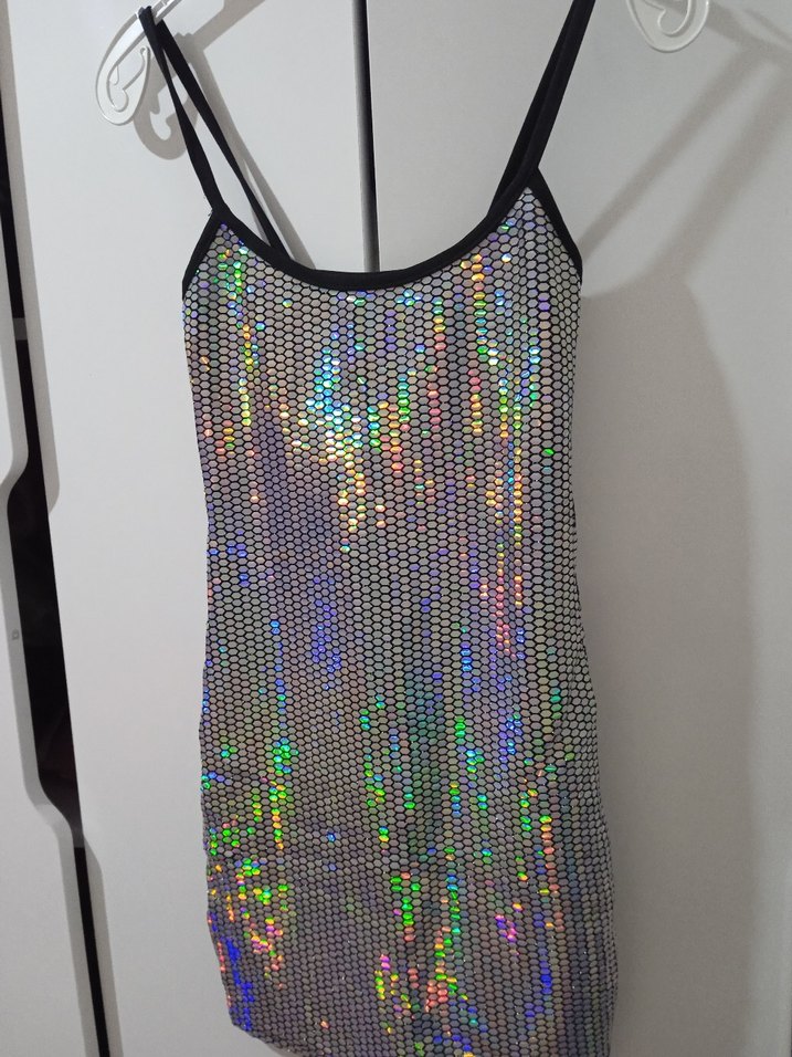 Parlak Payetli Mini Abiye Elbise - Görsel 3