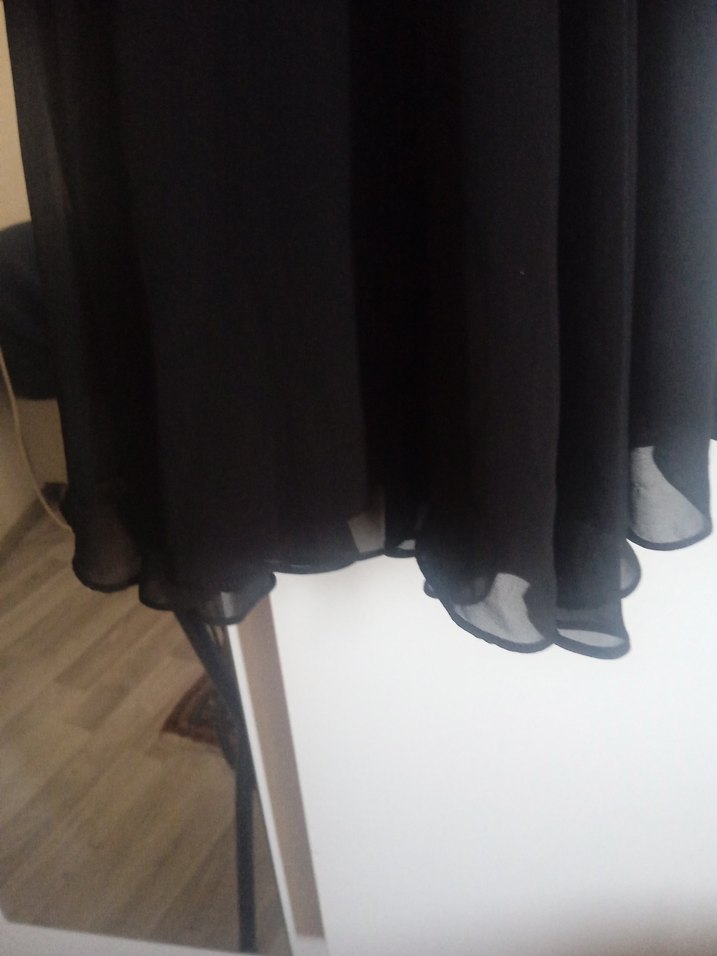 Siyah V Yaka Gotik Abiye Elbise - Görsel 3