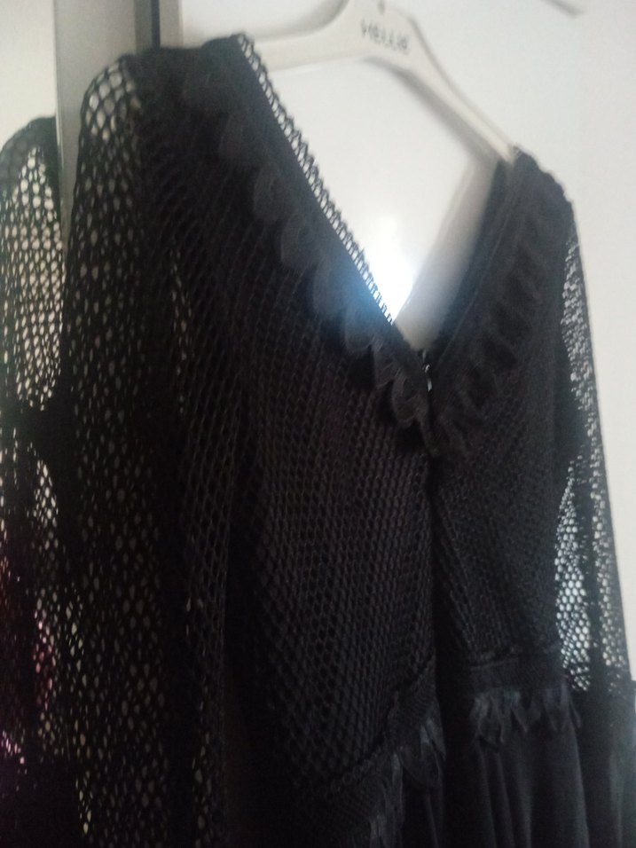 Siyah V Yaka Gotik Abiye Elbise - Görsel 5