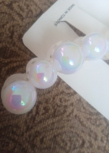 Beyaz Boncuklu Kadın Saç Tokası - Görsel 3