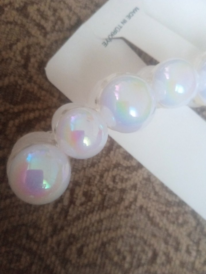 Beyaz Boncuklu Kadın Saç Tokası - Görsel 3