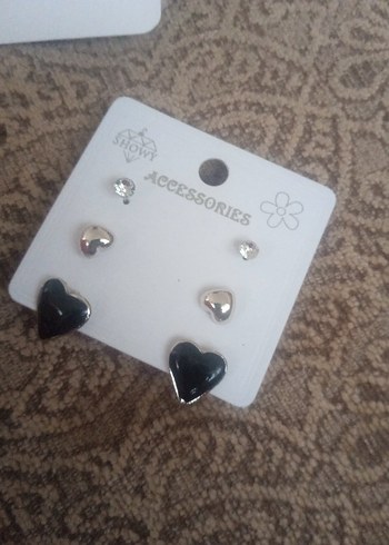 Siyah Pul Detaylı Mini Küpe Seti - Görsel 2