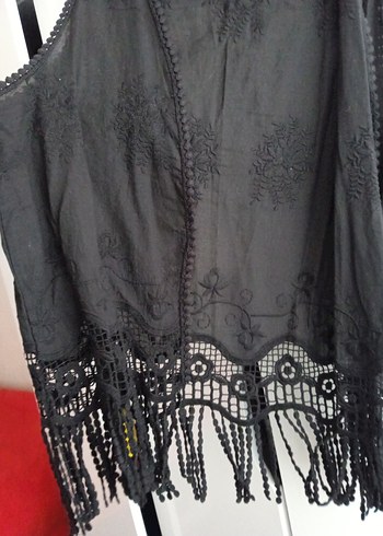 kadın yelek püsküllü siyah işlemeli - Görsel 4