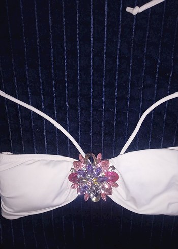 Victoria's Secret Beyaz Payetli Strappy Bikini Üstü - Görsel 3