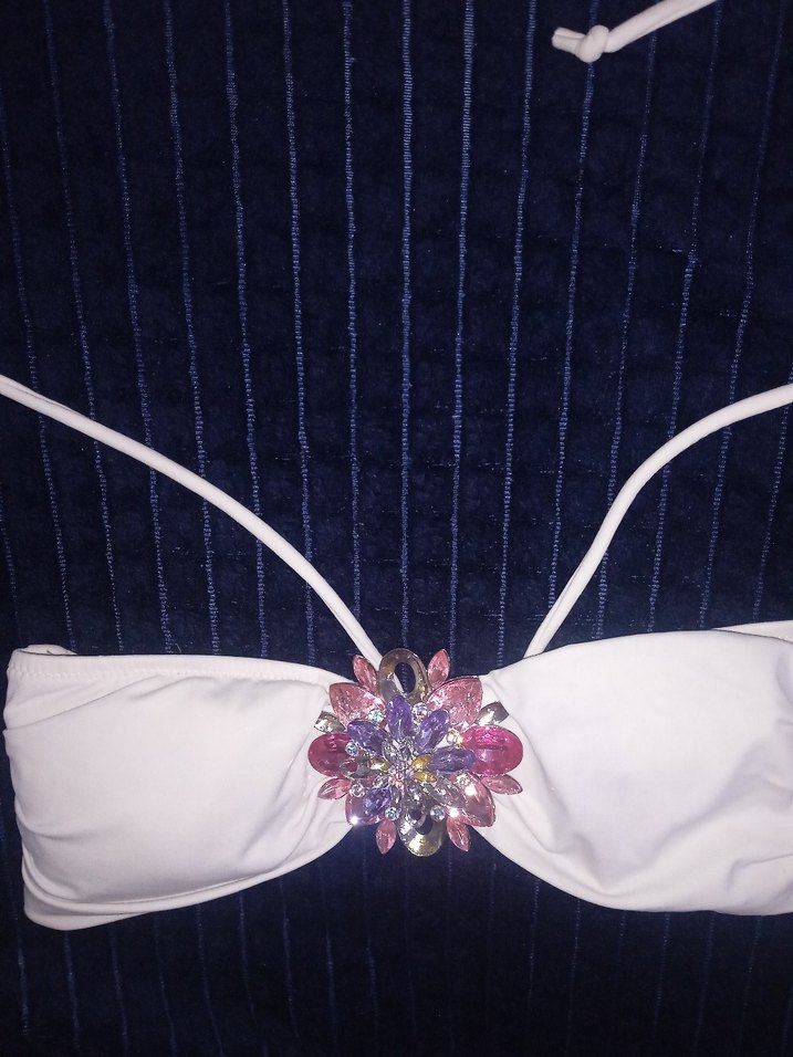 Victoria's Secret Beyaz Payetli Strappy Bikini Üstü - Görsel 3