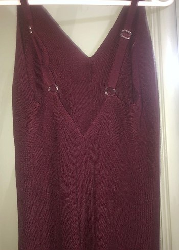 Kahverengi İnce Askılı Uzun Triko Elbise - Görsel 4