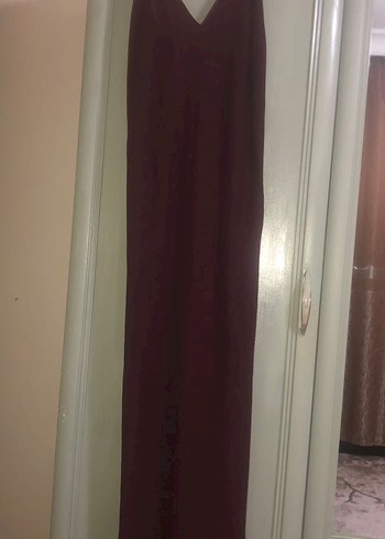 Kahverengi İnce Askılı Uzun Triko Elbise - Görsel 3