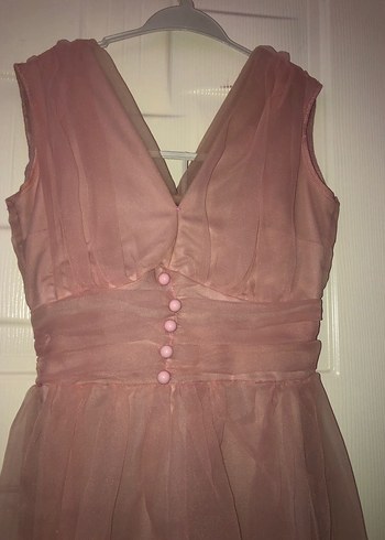 Bej Uzun Tül  Kadın Elbise - Görsel 4