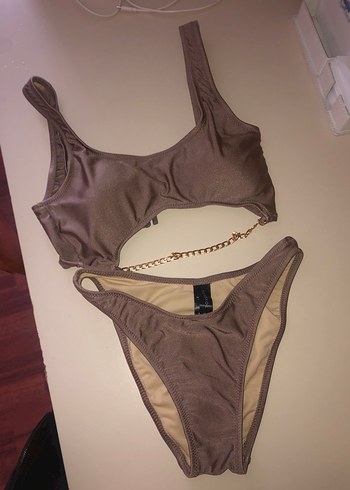 Zincir Detaylı Kahverengi Kadın Bikini - Görsel 2