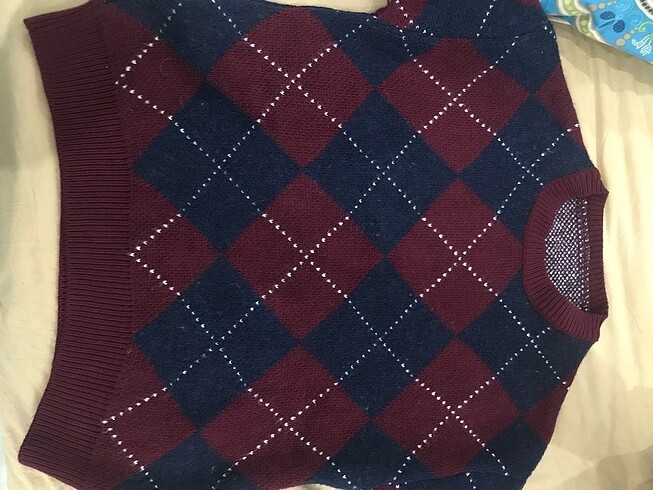 Bordo baklava desenli kazak