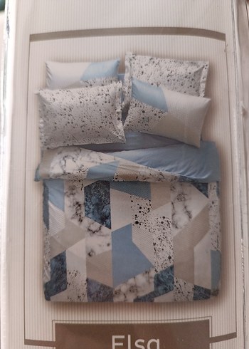 Beden Mavi Gri Batik Desenli Nevresim Takımı