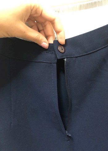 Drapeli Lacivert Midi Etek - Görsel 2