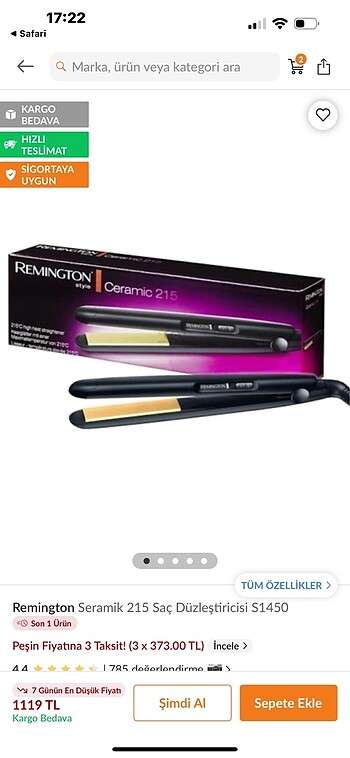 remingston saç düzleştirici s1450