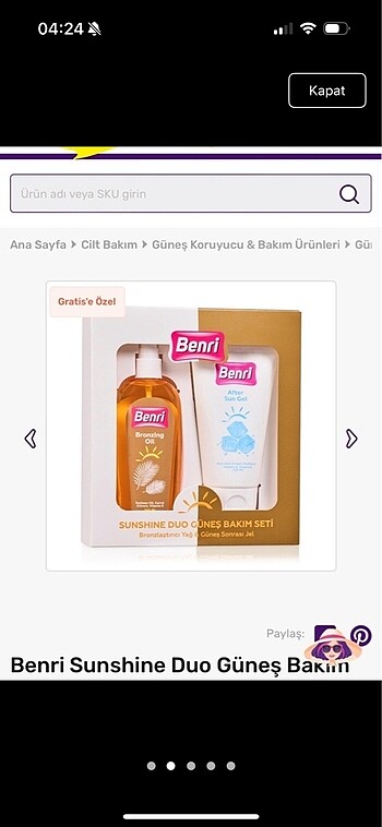 Benri güneş seti
