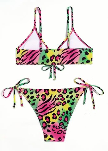 s Beden çeşitli Renk Bohem Leopar Desenli İpli Mini Bikini
