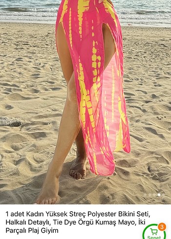 Pembe Tie-Dye Uzun Pareo, Drapeli, Salaş Kesim