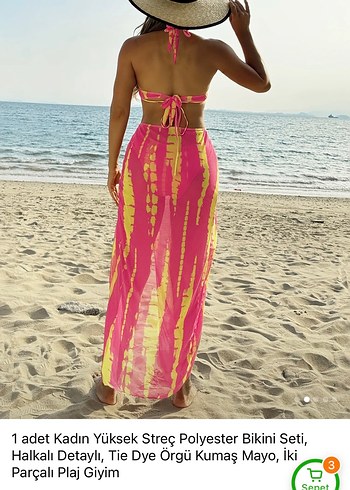 Pembe Tie-Dye Uzun Pareo, Drapeli, Salaş Kesim - Görsel 3